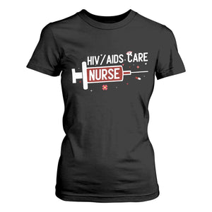 HIV AIDS Care Nurse T Shirt For Women Red Ribbon Support Gift TS12 Black Print Your Wear