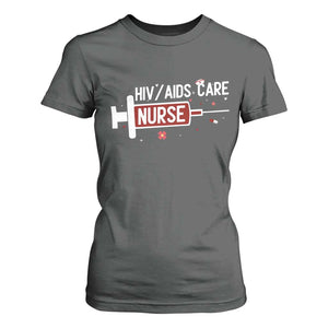 HIV AIDS Care Nurse T Shirt For Women Red Ribbon Support Gift TS12 Dark Heather Print Your Wear
