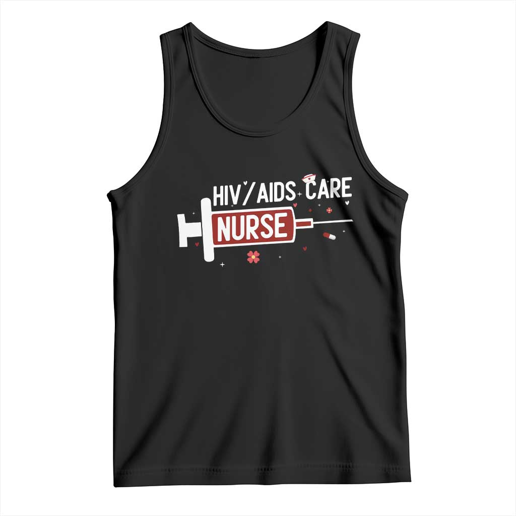 HIV AIDS Care Nurse Tank Top Red Ribbon Support Gift TS12 Black Print Your Wear