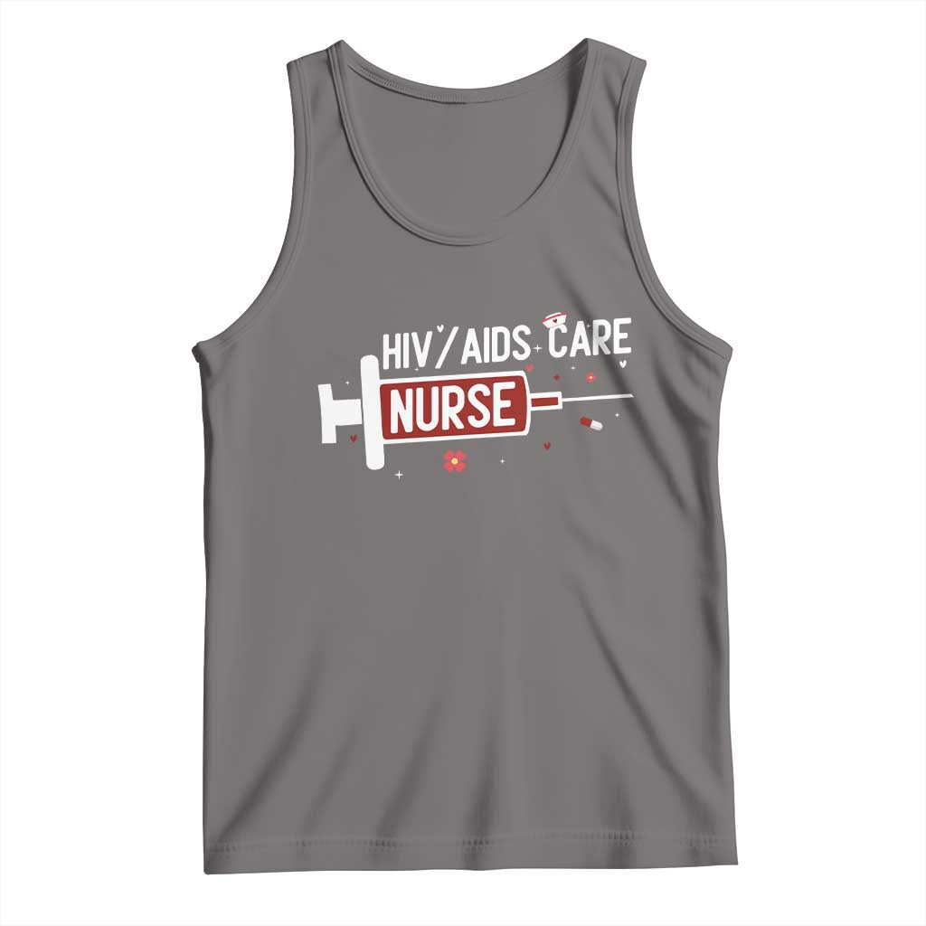 HIV AIDS Care Nurse Tank Top Red Ribbon Support Gift TS12 Deep Heather Print Your Wear