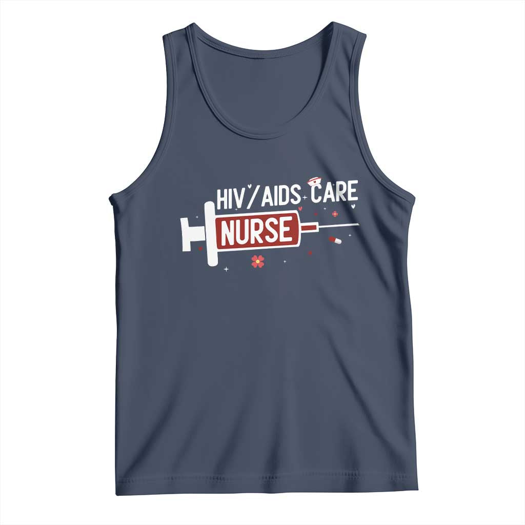 HIV AIDS Care Nurse Tank Top Red Ribbon Support Gift TS12 Navy Print Your Wear