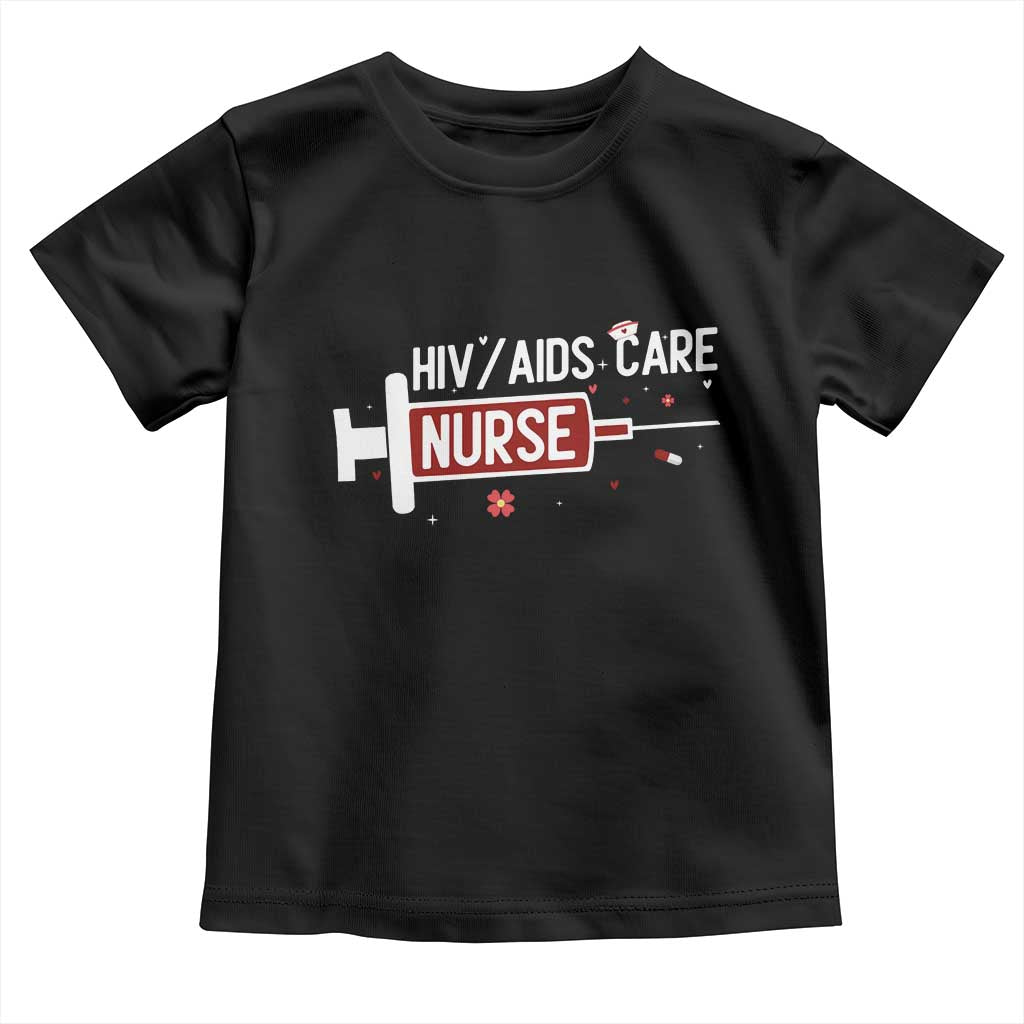 HIV AIDS Care Nurse Toddler T Shirt Red Ribbon Support Gift TS12 Black Print Your Wear
