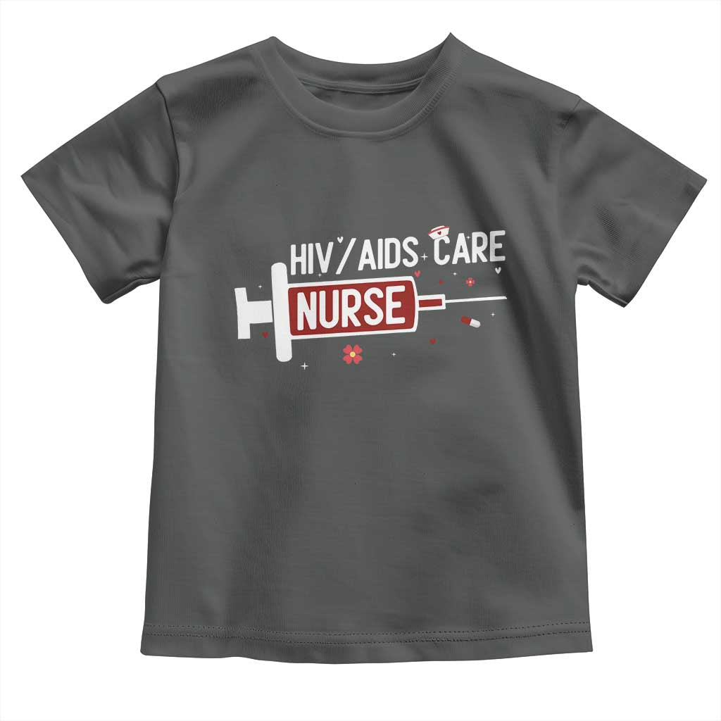 HIV AIDS Care Nurse Toddler T Shirt Red Ribbon Support Gift TS12 Dark Heather Print Your Wear