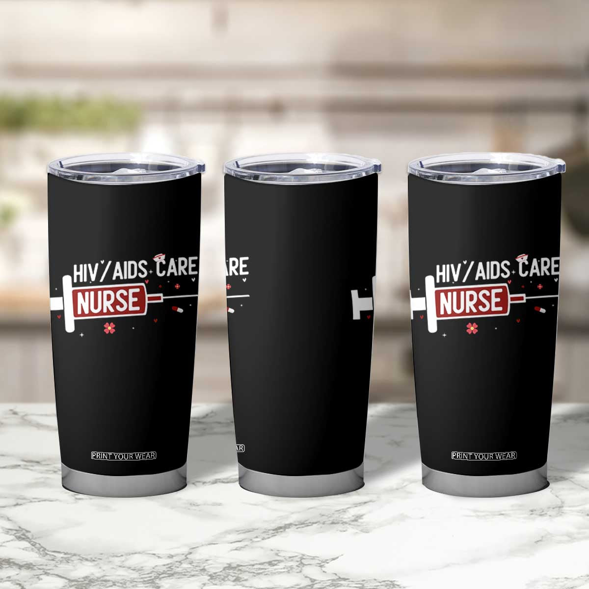 HIV AIDS Care Nurse Tumbler Cup Red Ribbon Support Gift TS12 Print Your Wear