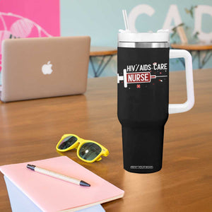 HIV AIDS Care Nurse Tumbler With Handle Red Ribbon Support Gift TS12 Print Your Wear