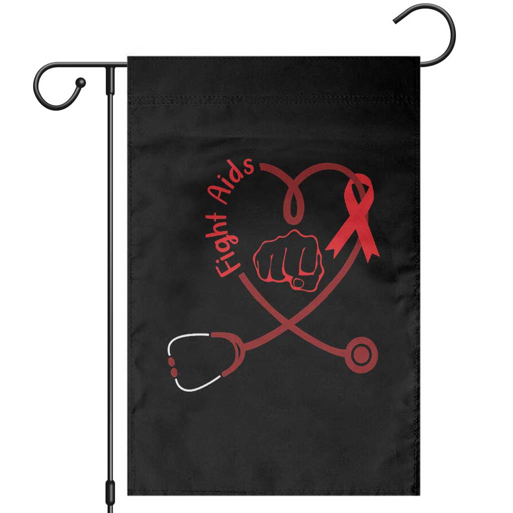 Fight AIDS Nurse Garden Flag Red Ribbon HIV Awareness Gift TS12 Black Print Your Wear