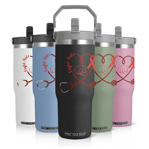 Fight AIDS Nurse Flip Straw Tumbler Red Ribbon HIV Awareness Gift TS12 Print Your Wear