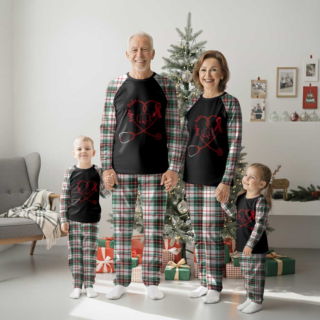 Fight AIDS Nurse Plaid Pajama Set Red Ribbon HIV Awareness Gift TS12 Christmas Plaid Print Your Wear