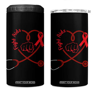 Fight AIDS Nurse 4 in 1 Can Cooler Tumbler Red Ribbon HIV Awareness Gift TS12 One Size: 16 oz Black Print Your Wear