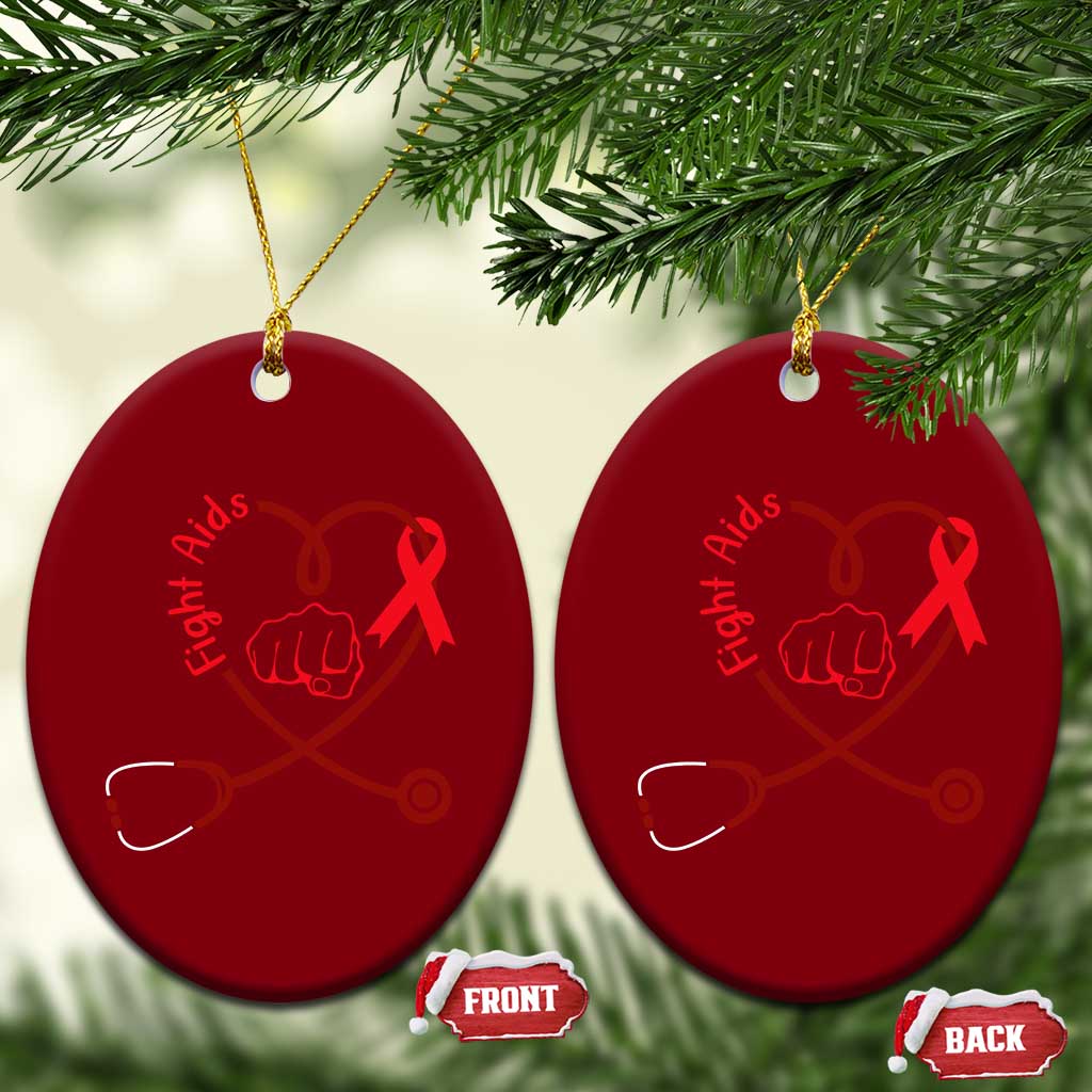 Fight AIDS Nurse Ceramic Ornament Red Ribbon HIV Awareness Gift TS12 Print Your Wear