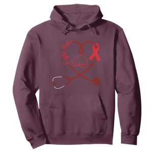 Fight AIDS Nurse Hoodie Red Ribbon HIV Awareness Gift TS12 Maroon Print Your Wear