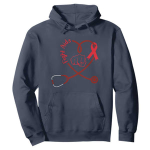 Fight AIDS Nurse Hoodie Red Ribbon HIV Awareness Gift TS12 Navy Print Your Wear