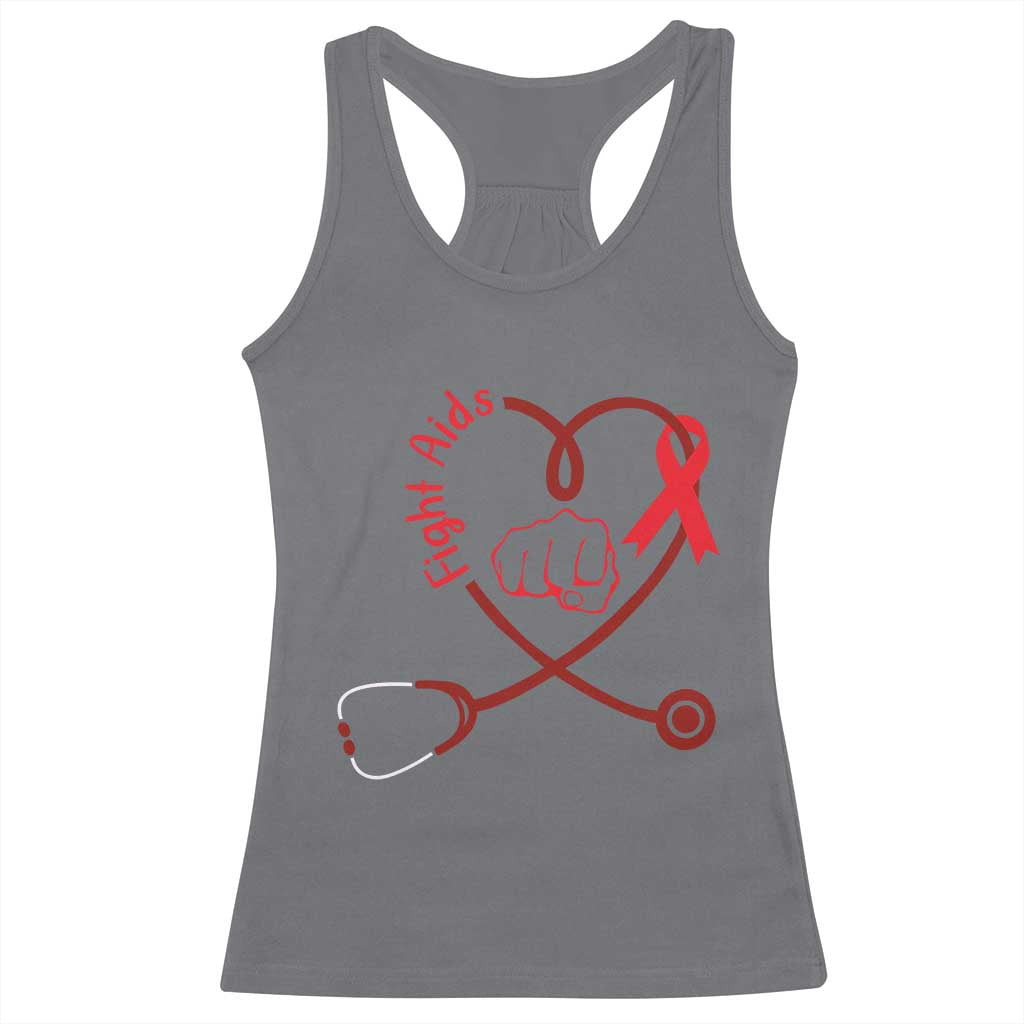 Fight AIDS Nurse Racerback Tank Top Red Ribbon HIV Awareness Gift - Print Your Wear