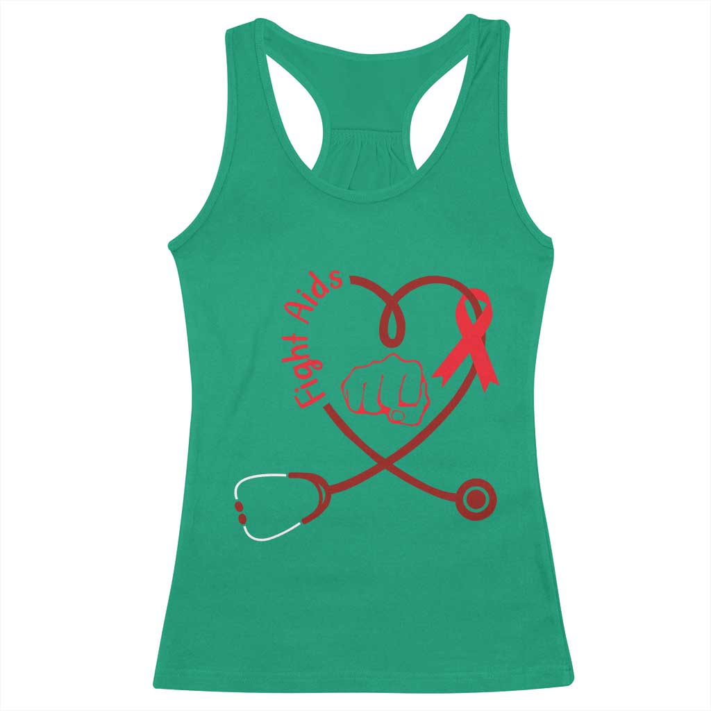 Fight AIDS Nurse Racerback Tank Top Red Ribbon HIV Awareness Gift TS12 Irish Green Print Your Wear