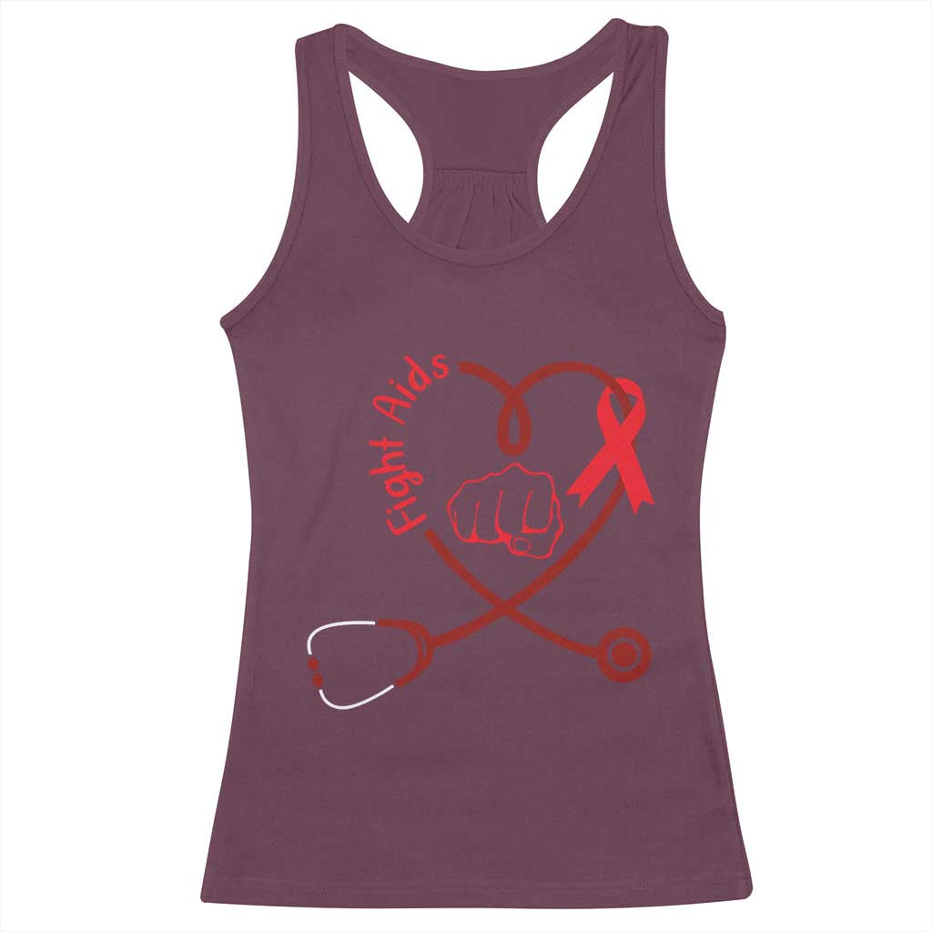 Fight AIDS Nurse Racerback Tank Top Red Ribbon HIV Awareness Gift - Print Your Wear