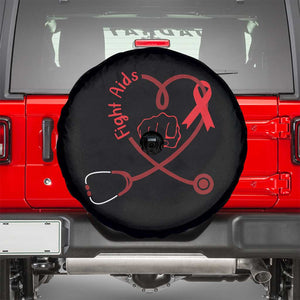 Fight AIDS Nurse Spare Tire Cover Red Ribbon HIV Awareness Gift TS12 Black Print Your Wear