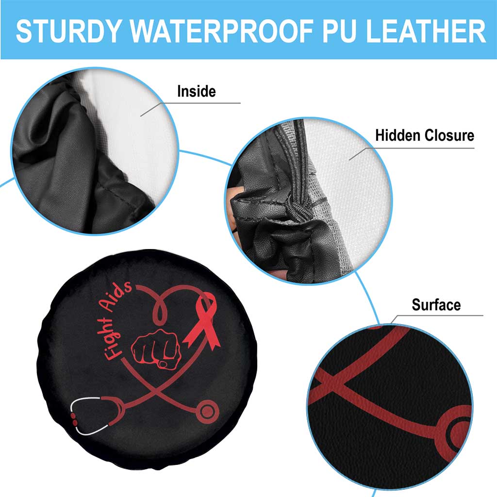 Fight AIDS Nurse Spare Tire Cover Red Ribbon HIV Awareness Gift TS12 Print Your Wear