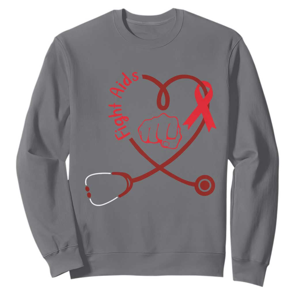 Fight AIDS Nurse Sweatshirt Red Ribbon HIV Awareness Gift TS12 Charcoal Print Your Wear