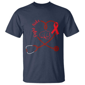 Fight AIDS Nurse T Shirt Red Ribbon HIV Awareness Gift TS12 Navy Print Your Wear