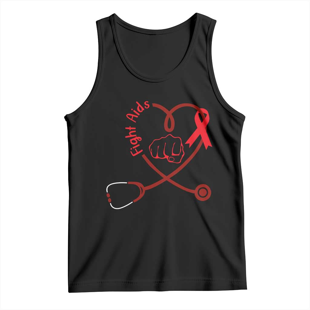 Fight AIDS Nurse Tank Top Red Ribbon HIV Awareness Gift TS12 Black Print Your Wear