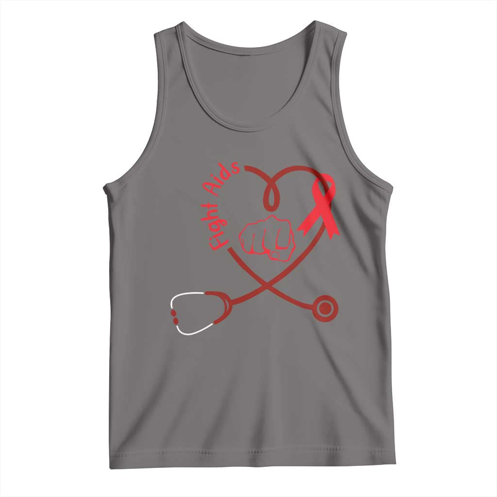 Fight AIDS Nurse Tank Top Red Ribbon HIV Awareness Gift TS12 Deep Heather Print Your Wear