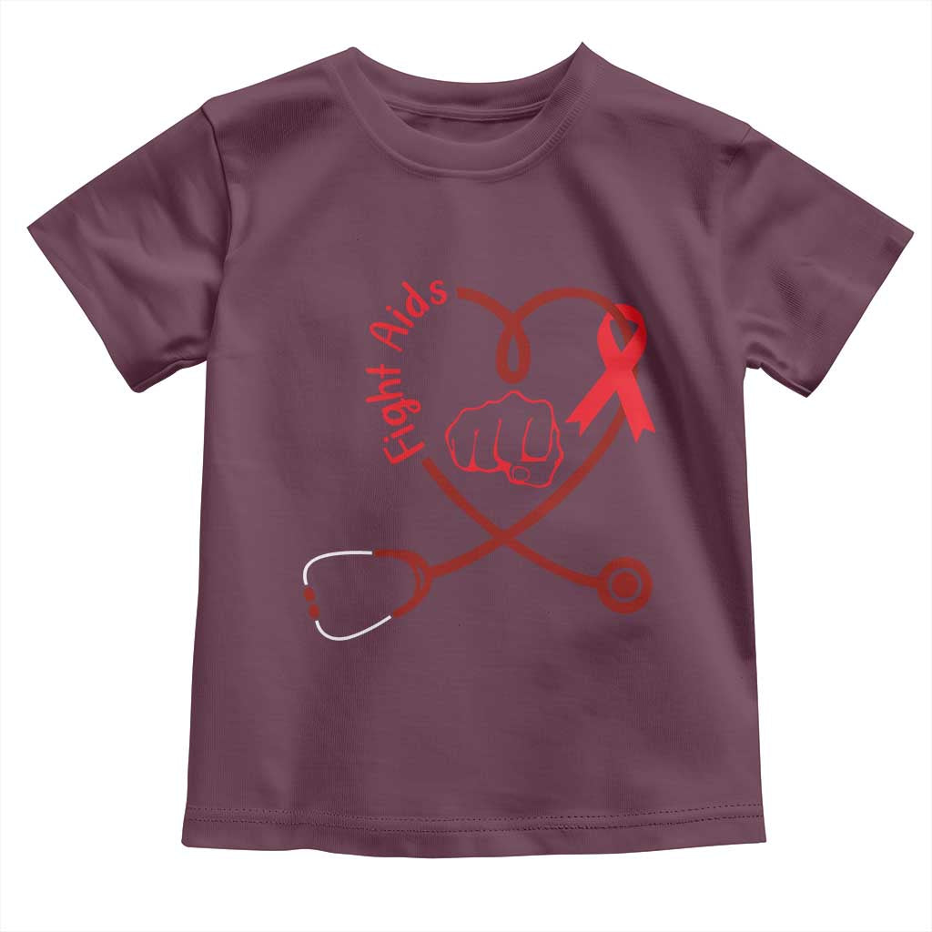 Fight AIDS Nurse Toddler T Shirt Red Ribbon HIV Awareness Gift TS12 Maroon Print Your Wear