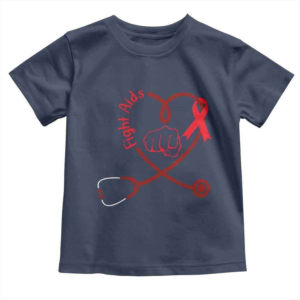 Fight AIDS Nurse Toddler T Shirt Red Ribbon HIV Awareness Gift TS12 Navy Print Your Wear
