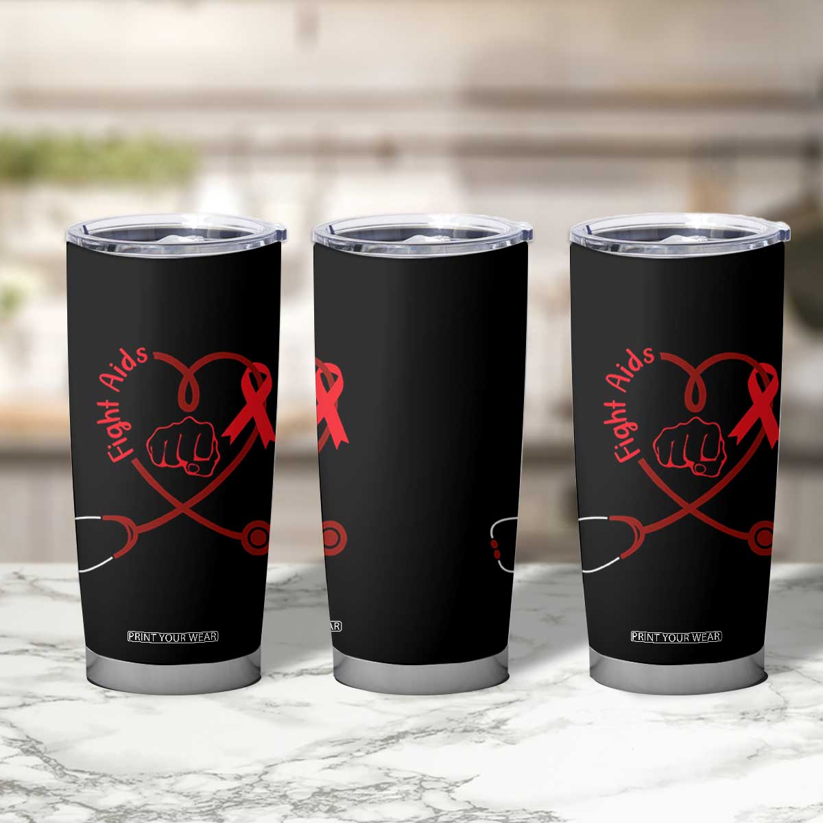 Fight AIDS Nurse Tumbler Cup Red Ribbon HIV Awareness Gift TS12 Print Your Wear