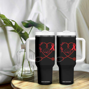 Fight AIDS Nurse Tumbler With Handle Red Ribbon HIV Awareness Gift TS12 Print Your Wear