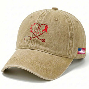 Fight AIDS Nurse Washed Cotton Baseball Cap Red Ribbon HIV Awareness Gift TS12 Print Your Wear