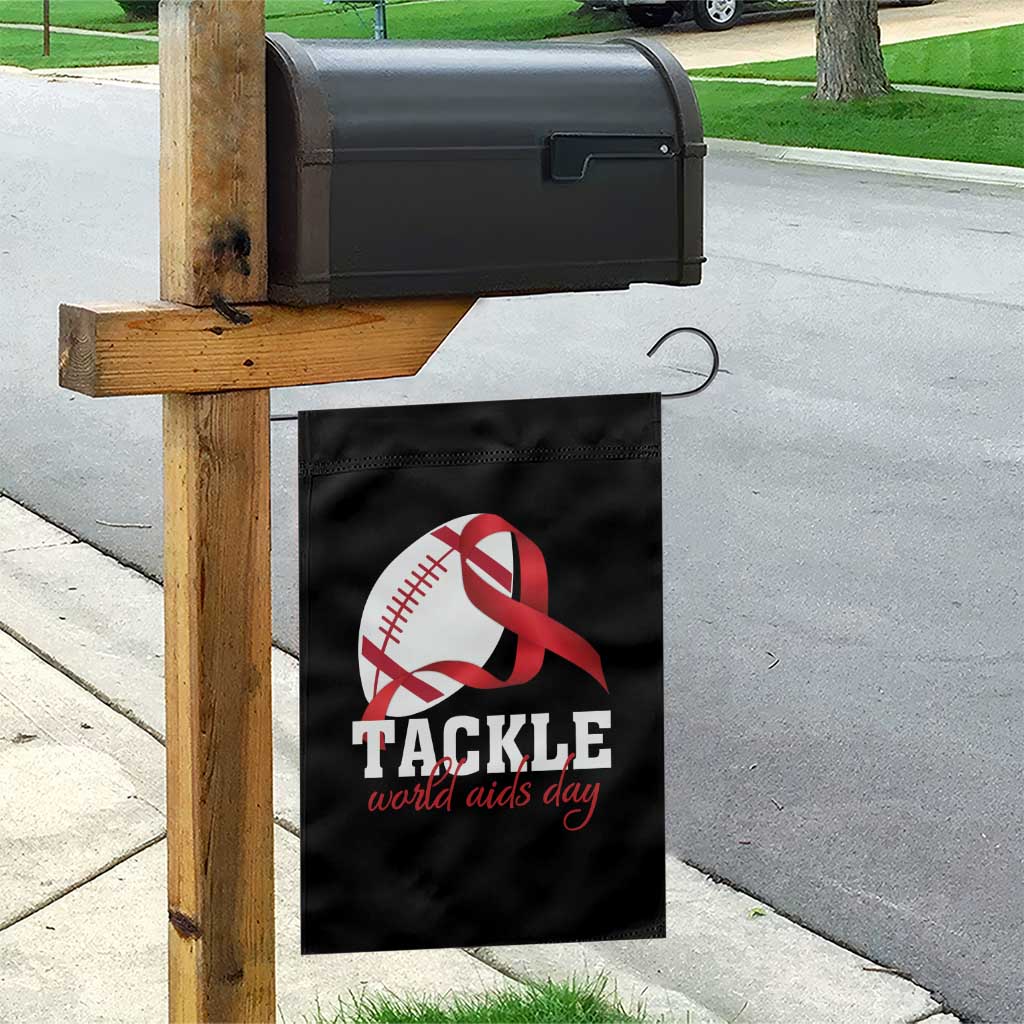 Tackle World AIDS Day Garden Flag Red Ribbon Football Awareness Gift TS12 Print Your Wear