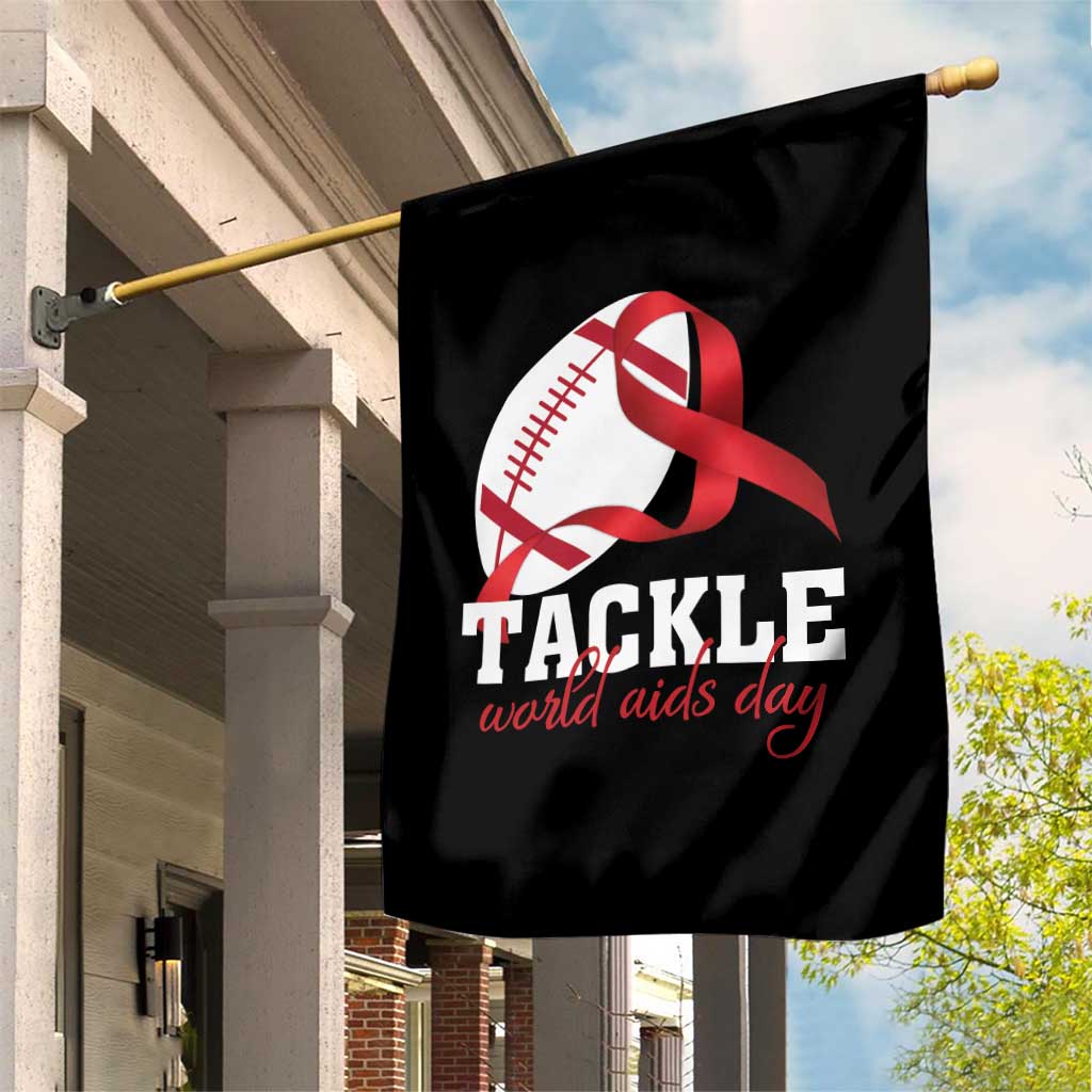 Tackle World AIDS Day Garden Flag Red Ribbon Football Awareness Gift TS12 Print Your Wear