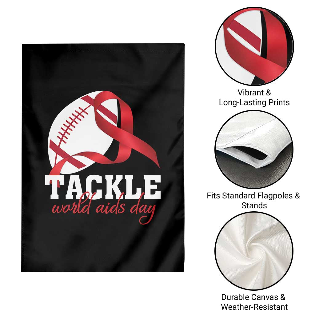 Tackle World AIDS Day Garden Flag Red Ribbon Football Awareness Gift TS12 Print Your Wear