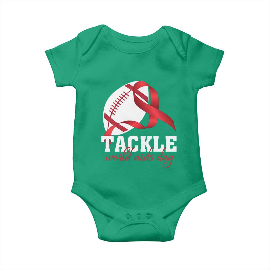 Tackle World AIDS Day Baby Onesie Red Ribbon Football Awareness Gift TS12 Irish Green Print Your Wear