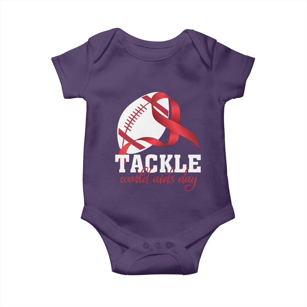 Tackle World AIDS Day Baby Onesie Red Ribbon Football Awareness Gift TS12 Purple Print Your Wear