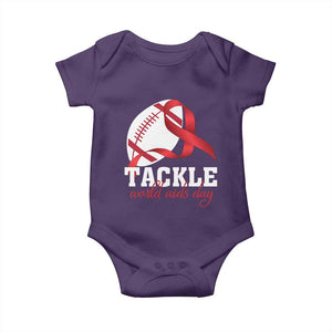 Tackle World AIDS Day Baby Onesie Red Ribbon Football Awareness Gift TS12 Purple Print Your Wear