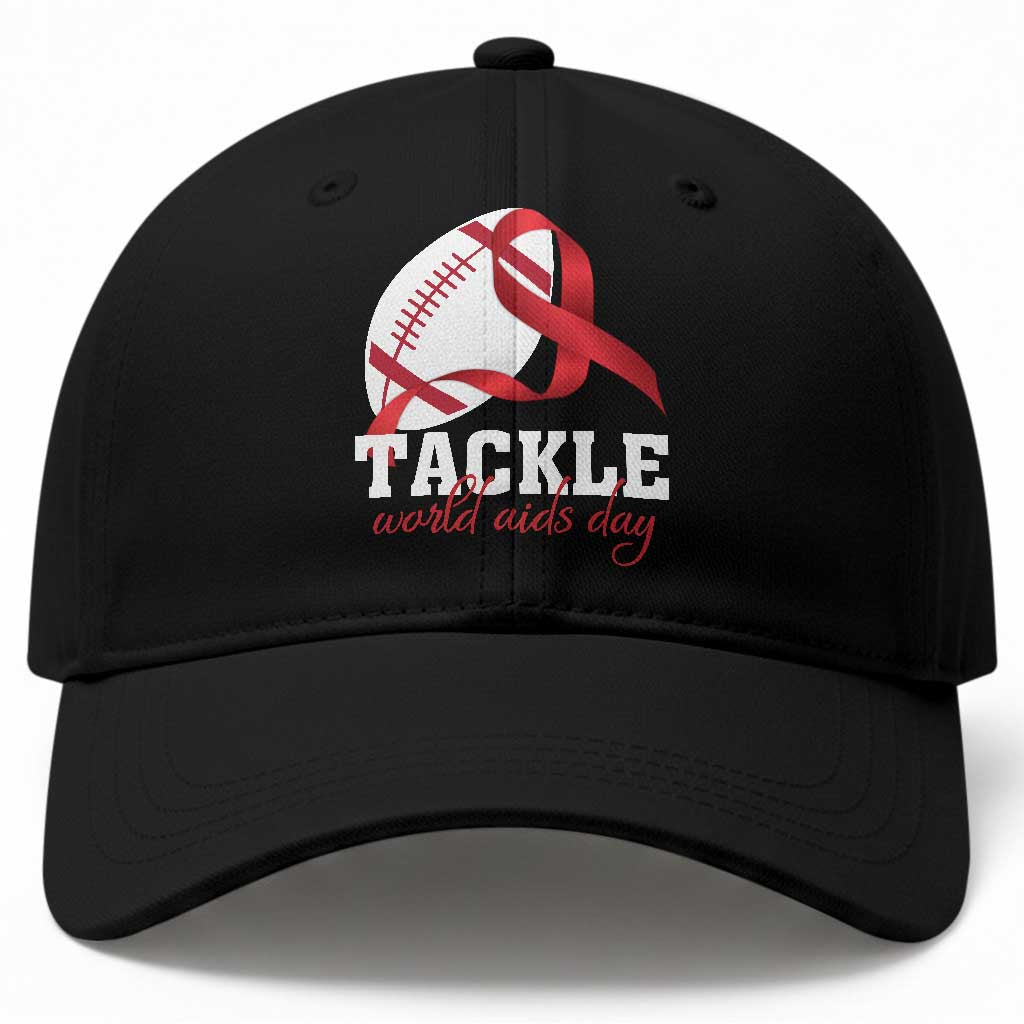 Tackle World AIDS Day Baseball Cap Red Ribbon Football Awareness Gift TS12 Print Your Wear