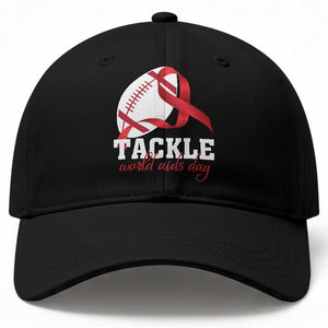 Tackle World AIDS Day Baseball Cap Red Ribbon Football Awareness Gift TS12 Print Your Wear