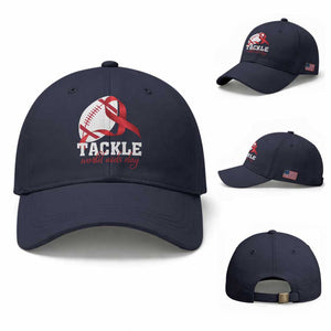 Tackle World AIDS Day Baseball Cap Red Ribbon Football Awareness Gift TS12 Baseball Cap Universal Fit Navy Print Your Wear