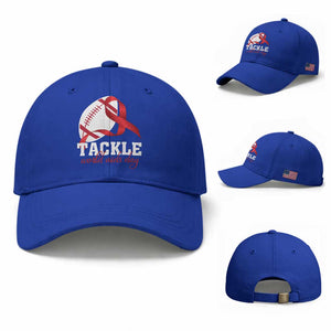 Tackle World AIDS Day Baseball Cap Red Ribbon Football Awareness Gift TS12 Baseball Cap Universal Fit Royal Blue Print Your Wear