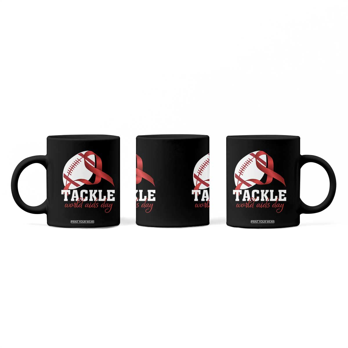 Tackle World AIDS Day Coffee Mug Red Ribbon Football Awareness Gift TS12 Print Your Wear