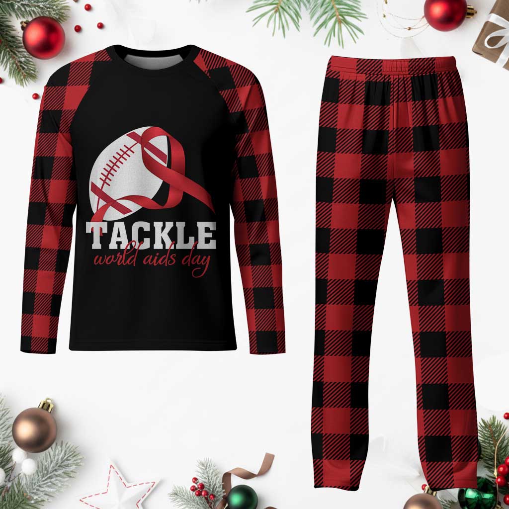 Tackle World AIDS Day Plaid Pajama Set Red Ribbon Football Awareness Gift TS12 Buffalo Plaid Print Your Wear