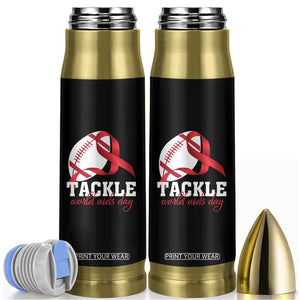Tackle World AIDS Day Bullet Tumbler Red Ribbon Football Awareness Gift TS12 Black Print Your Wear