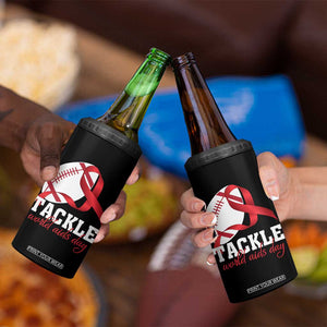 Tackle World AIDS Day 4 in 1 Can Cooler Tumbler Red Ribbon Football Awareness Gift TS12 Print Your Wear