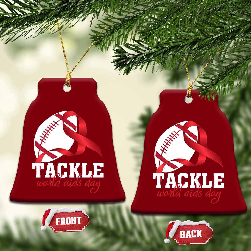 Tackle World AIDS Day Ceramic Ornament Red Ribbon Football Awareness Gift TS12 Print Your Wear