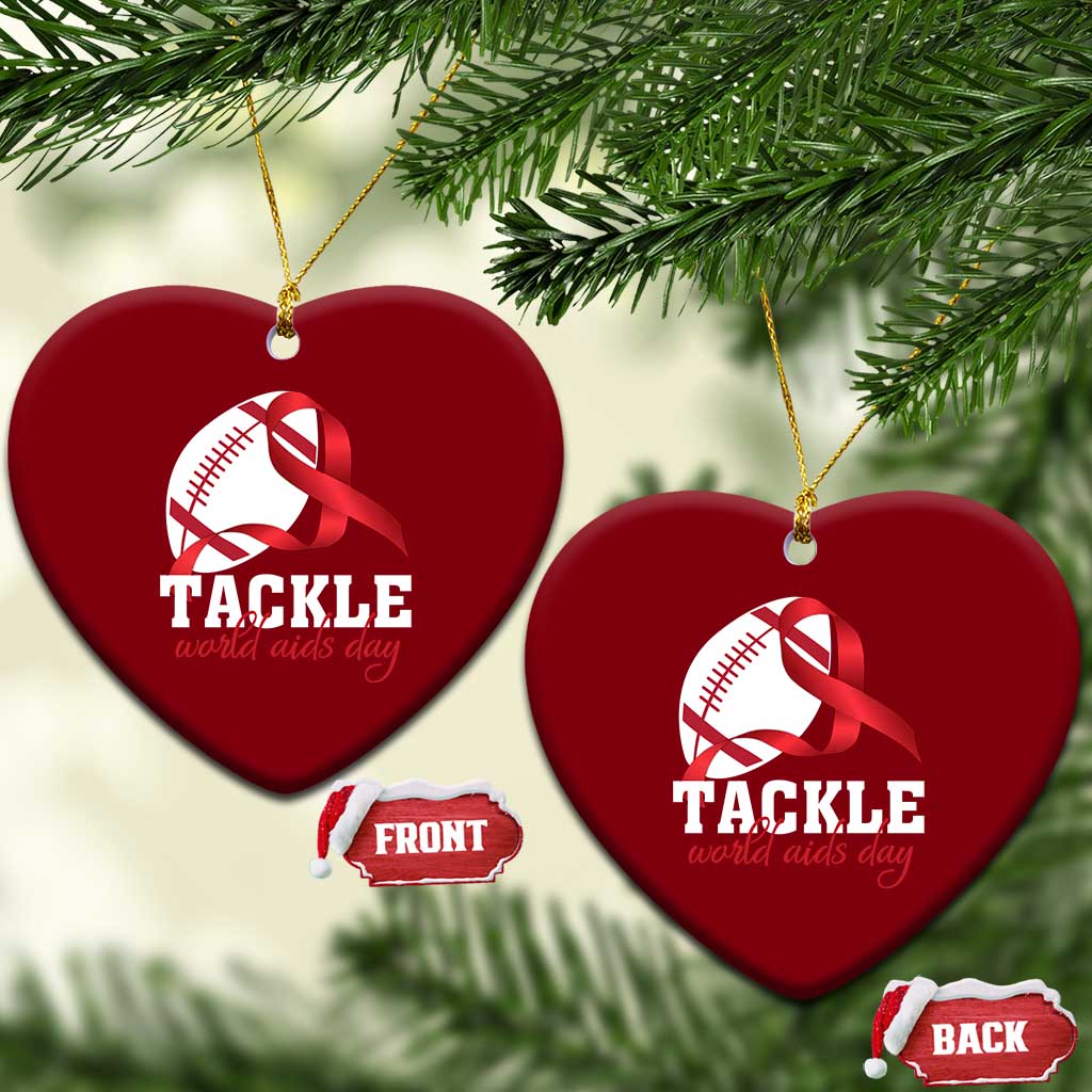Tackle World AIDS Day Ceramic Ornament Red Ribbon Football Awareness Gift TS12 Print Your Wear