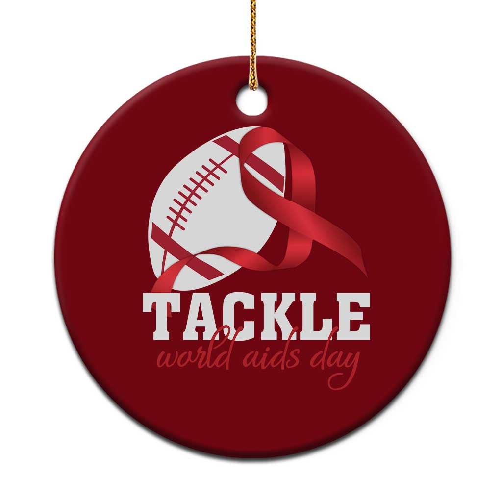 Tackle World AIDS Day Ceramic Ornament Red Ribbon Football Awareness Gift TS12 1pc Red Print Your Wear
