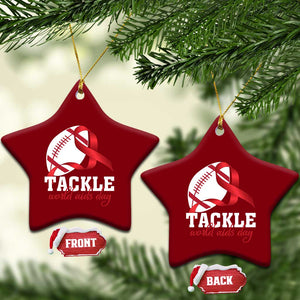 Tackle World AIDS Day Ceramic Ornament Red Ribbon Football Awareness Gift TS12 Print Your Wear