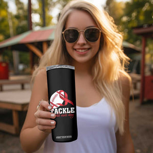 Tackle World AIDS Day Skinny Tumbler Red Ribbon Football Awareness Gift TS12 Print Your Wear