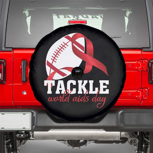 Tackle World AIDS Day Spare Tire Cover Red Ribbon Football Awareness Gift TS12 Black Print Your Wear